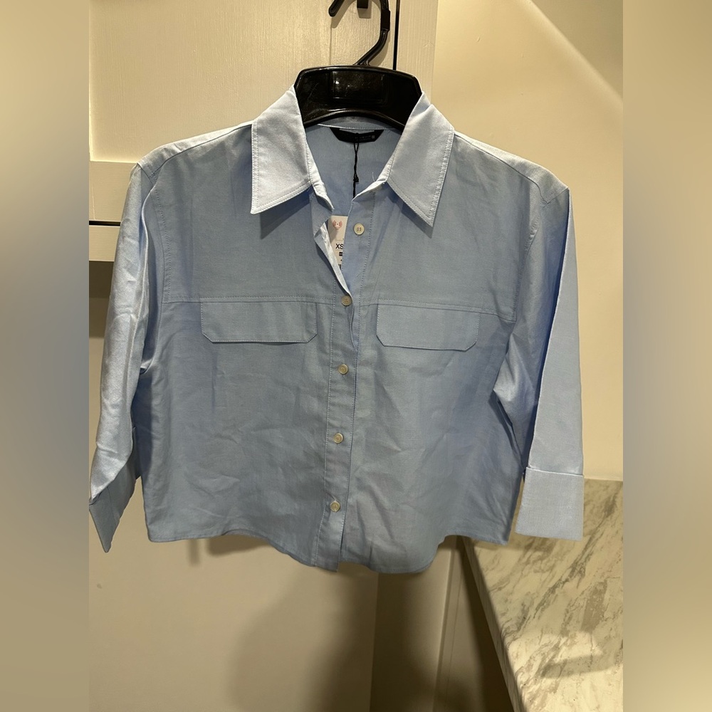 Zara Sky Blue Collared Shirt